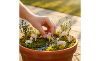 6 Pieces Sheep Figurines in Tray Small Resin Sheep Figurines Textured Decorations for Shelves