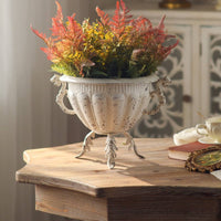French Style Trophy Vase Ornate Handles Trophy Vase Rustic Distressed Metal Planter for Tabletop