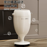 Creative Goblet-Shaped No-Bend Trash Can with Wheels, 10L, Press-Open, Plastic