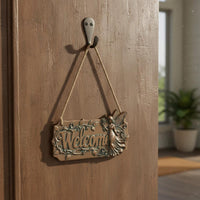 Angel Welcome Plaque Rustic Design Fairy Welcome Sign 3D Embossed Details