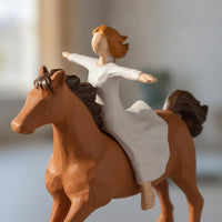 Girl on Horse Statue Sculpted Equestrian Statue Elegant for Shelf