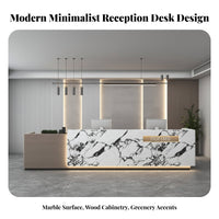 Modern Reception Desk Sturdy Construction Office Lobby Front Desk Wear-Resistant Commercial Checkout Counter for Receptionists, Medical Practice