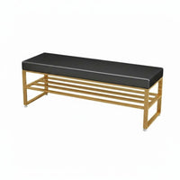 Rectangular Shoe-Changing Bench Sturdy Metal Frame Padded Changing Stool Easy Assembly Storage Compartments for Entryway, Closet