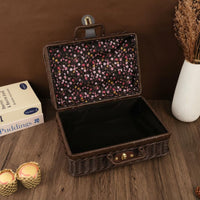 Vintage Design Suitcase With Handle Wicker Gift Box Handmade Look