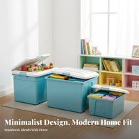 Clear Stackable Bin with Lid and Casters Large Capacity Organizer Box Debris-resistantResistant Long-Lasting for Families