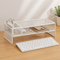 Metal Monitor Stand Riser, 2 Tier Freestanding Desk Riser, Minimalist Ventilated Design for Home Office Decluttering