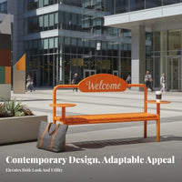 Welcome Backrest Bench Weather-Resistant Welcome Sign Bench business-grade Grade outsidedoor Furniture for Property Managers, home residents, public green space, Backyard, Deck