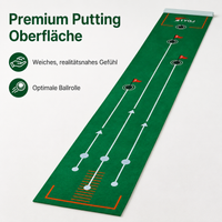 Golf Putting Mat 50x300cm, Mini Golf Training Mat with Artificial Turf, Portable Putting Mat for Home & Office, Indoor Practice Mat with Balls