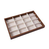 Vintage Walnut Wood Grain Jewelry Organizer Tray with Grids