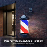 Haircut Pole Lamp Waterproof Illuminated Haircut Pole Rotating Salon Lamp Electroplated Finish Wall Mounted Rotating Sign Energy