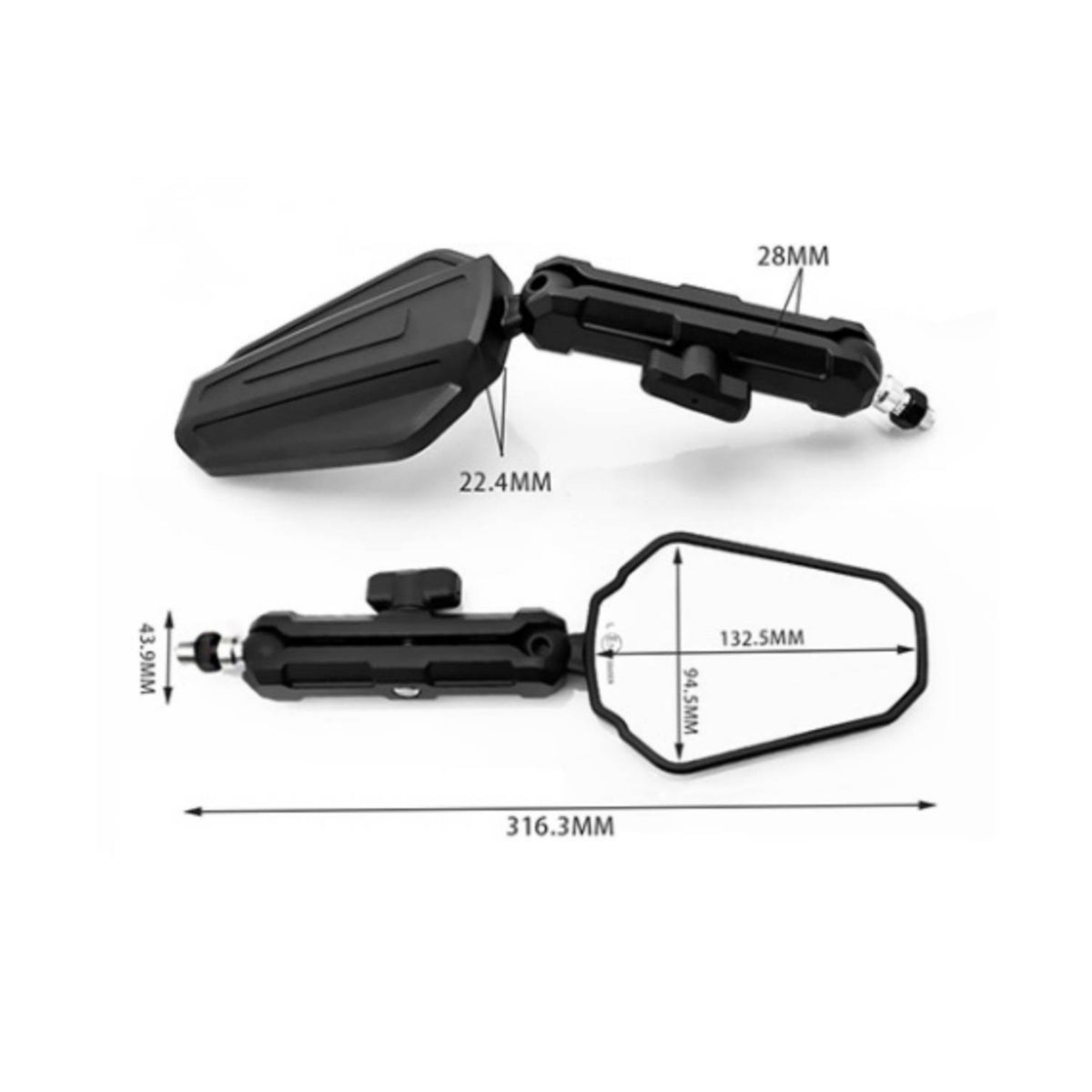 2 Pieces Foldable Motorcycle Mirror Easy Installation Adventure Motorcycle Mirror Wide Viewing Angle for Riders