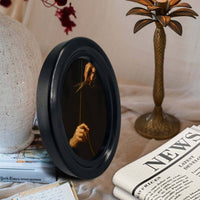 Black Oval Frame Desk Display Home Decor Gold Trim for Table