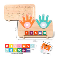 Math Learning Board with Felt Hands Educational Wooden Counting Board Hand Number Math Toy Fine Motor Skills for Preschoolers