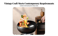 Traditional Iron Wok Pre-Seasoned Uncoated Non-Stick Wok Deep Construction Frying Pan Universal Stovetop Compatible Kitchen