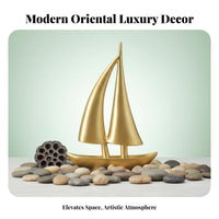 Sailboat Figurine favorable voyage Symbol Stylized Sailboat Figurine Gold accentuation
