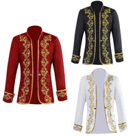 Men's European Gold-Trimmed Formal Dress Court Costume Black and White Opera Stage Performance Costume