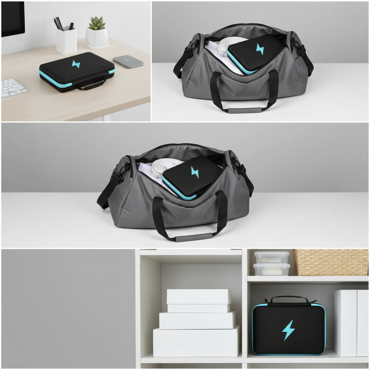 Hard-Shell Battery Case with Carrying Handle Portable Battery Organizer Case Secure Slim for Workshop