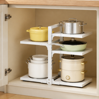 Kitchen Rack, 5-Tier, Steel Rack, Powder Coated, Height Adjustable, Pot Lid Storage, Under Counter Storage