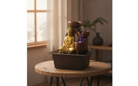 Tabletop Fountain with Buddha Carved Buddha Fountain Indoor Compact for Buddhists, Entry Table, Tea Corner
