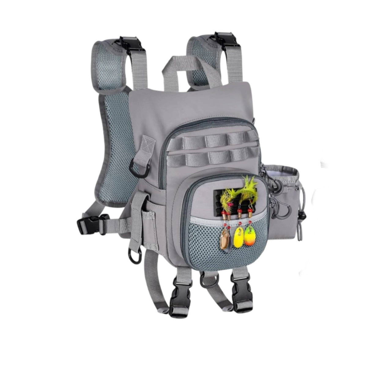 Fishing Chest Pack Breathable Mesh Vest-Design Fishing Pack Attachment Rings Zip Compartment