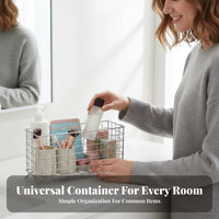 Mesh Basket with Wooden Handles Rust-Resistant Wire Container for Women, Parents