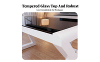 Glass-Surface Metal Desk Modern Design Computer Table Space-Saving