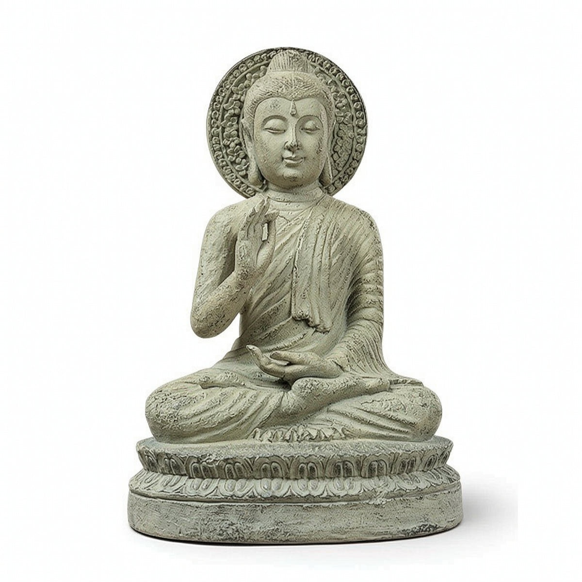 Buddha Statue Weathered Tabletop Statue with Base Freestanding for Office Desk