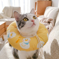 Pet Cone for Cats and Dogs, Cartoon Pet Cone with Drawstring, Textile Donut for Post-Surgery, Anti Bite Lick Barrier
