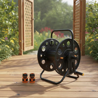 Hose Reel Cart Hand-Crank Hose Reel with Wheels Heavy-Duty for Garage