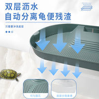 乌龟缸家用巴西龟专用盆养殖箱带盖饲养龟箱造景别墅房子水族箱
