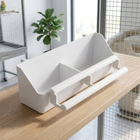 Pet Bird Food Dispenser and Bird Waterer Cage Feeder, 2 Compartment Hanging Parrot Feeder with Perch, Anti Spill Bird Feeder for Cage