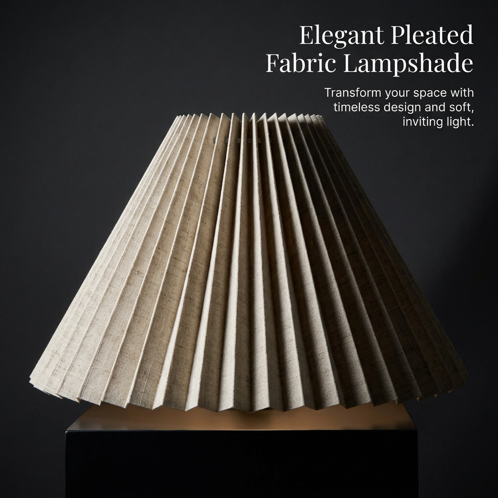 Pleated Lampshade for Table Floor Bedside Lamps, Speckled Linen Cloth Replacement Light Cover, Minimalist Light Shade