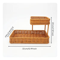 Rattan Basket Rack Woven Candy Display Rack Handmade for Kitchen Counter