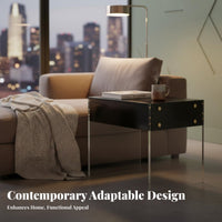 Clear Waterfall End Table Minimalist Design Nightstand Easy to Clean for Bedroom