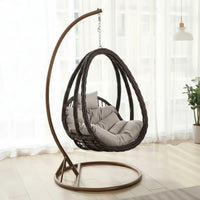 Hanging Egg Chair with Stand Freestanding Egg Chair with Stand Single-Person Seat for Balcony, Living Room, Sunroom