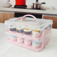 Plastic Multi-Layer Cupcake Carrier Box with Handle