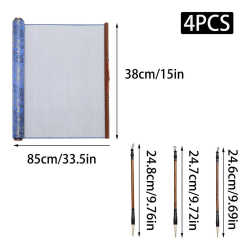 4 Pieces Chinese Calligraphy Brush and Cloth Kit Mess-Inkless for Beginners