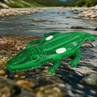 Realistic Inflatable Crocodile Pool Lounger Friendly Inflatable Crocodile with Handles Heavy-Duty Pool Toy with Handles Safe for Lake