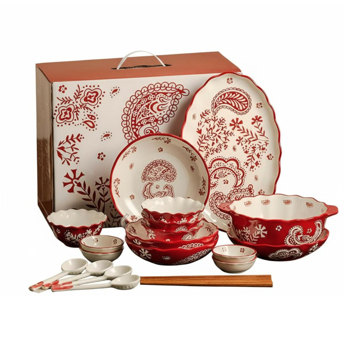 Floral Dinnerware Set, Lace Border, Elegant Domestic Craft, Gift for Housewarming, Wedding