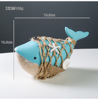 Mediterranean Rope Net Whale Decorative Wooden Figurine