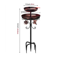 Bird Bath with Stake Metal Birdbath Ornamental for Lawn