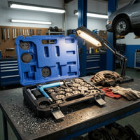 Disc Brake Caliper Tool Set with Carry Case Air-Powered Caliper Piston Rewind Tool Kit Universal Disc Brake Piston Compressor for Mechanics, Workshop