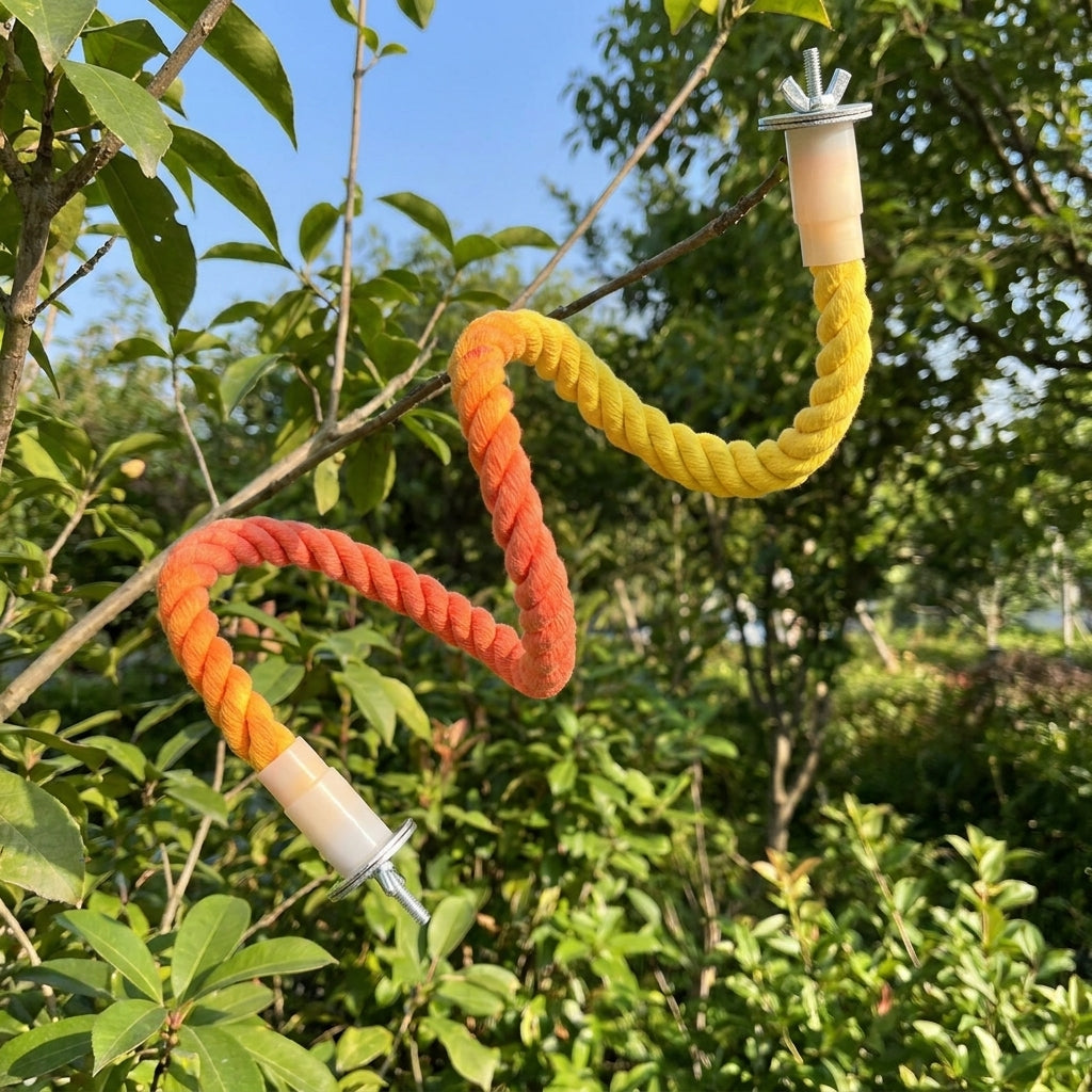 Climbing Rope Parrot Toy, Bendable Bird Swing and Climbing Perch for Cage Hanging, Colorful Enrichment for Parakeet and Cockatiel Use