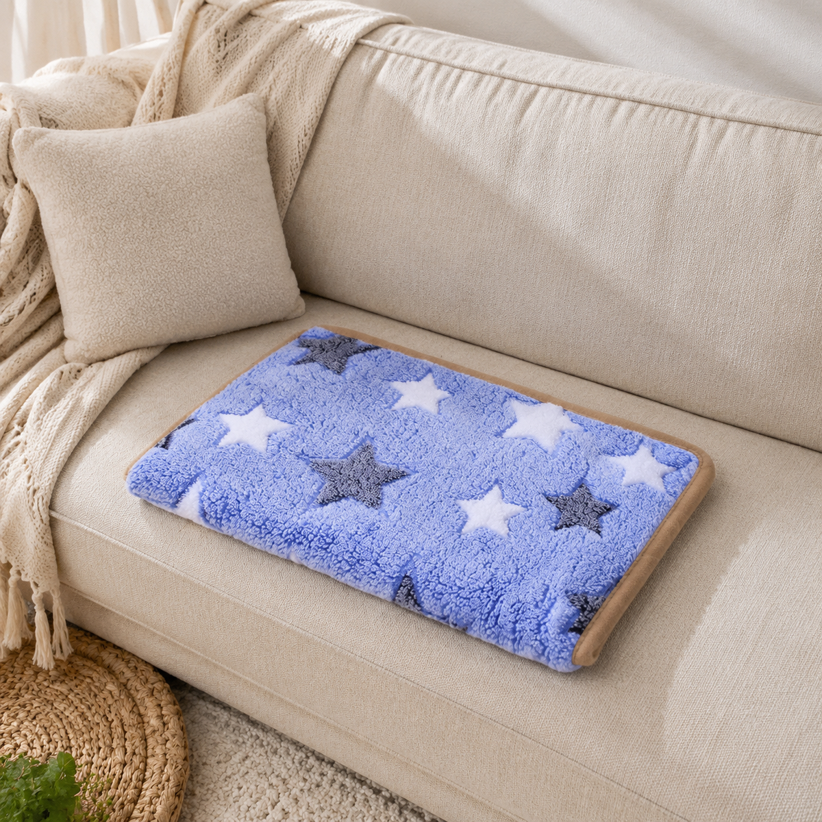 Gelato Pique Blanket Fluffy Dog Blanket Fleece Material Star Pattern Washable For Pets