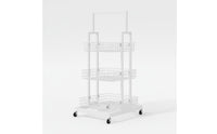 Mobile Snack Display Stand Large Capacity Multi-Layer Floor Standing Shelf Heavy Duty Metal Basket Shelving Unit for Shop Owners, Supermarket, Bedroom