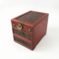 Vintage Wood Jewelry Box Embossed Floral Storage Item Scroll Pattern