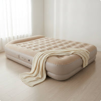 Inflatable Mattress with Built-in Pillow Tufted Inflatable Bed with Pillow Portable Airbed for Camping, Guests, Camping, Tent, Sleepovers