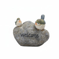 Resin Welcome Sign Textured Bird Welcome Plaque Rock-Like for Yard, Balcony