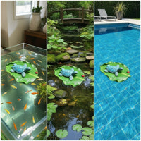 Buoyant Turtle Ornament Resin Turtle on Leaf Weather-Resistant Water Landscape Decoration for Pond Owners, Swimming Pool