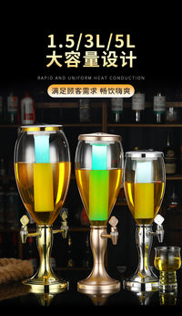 酒炮双头3L扎啤桶商用发光啤酒机酒塔酒吧ktv扎啤酒塔5L饮料桶